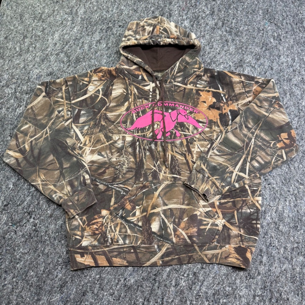 Duck Commander Pink Logo Camo Hoodie Advantage MAX-4 Pullover XL